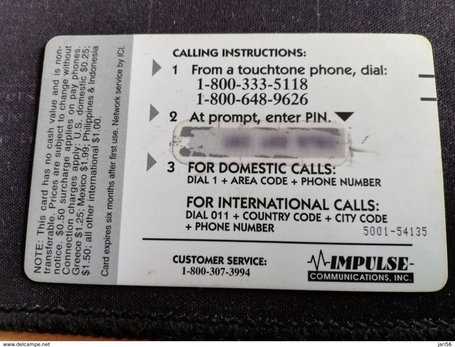 PACIFIC PRE PAID PHONE CARD, IMPULSE  -  $10 UNITS USED  ** 1385** - Autres - Océanie