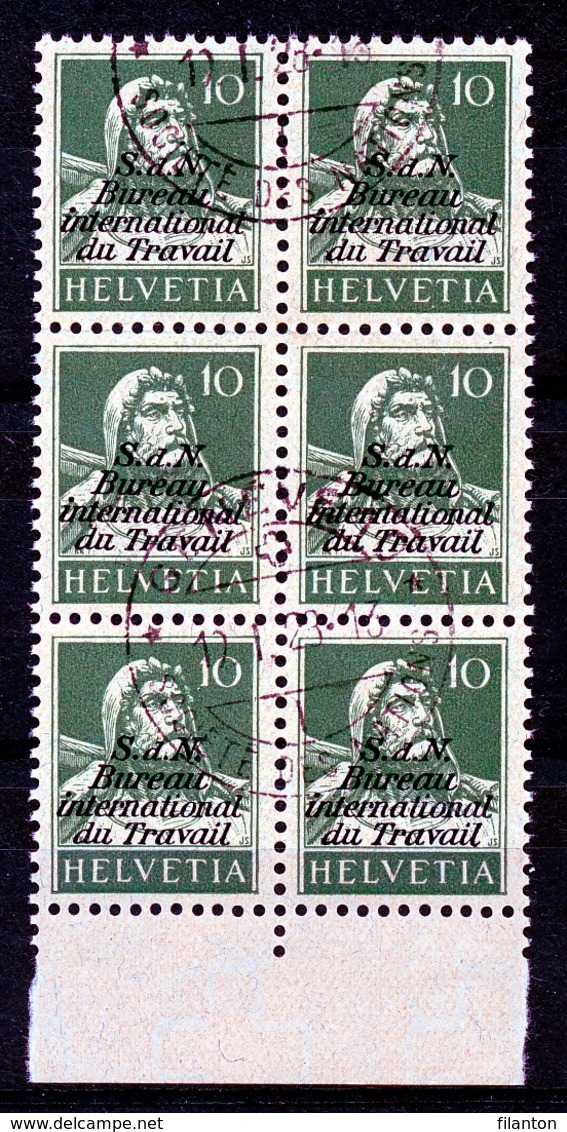 Dienstmarken/Timbres De Service: B.I.T .- Mi Nr 2 (Sechserblock) - Gest./obl. - Oficial