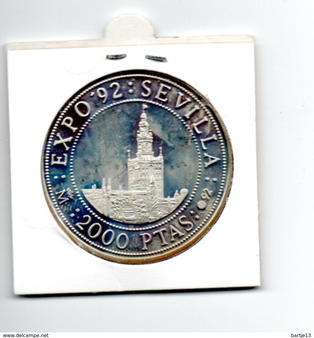 SPANJE 2000 PESETAS 1992 ZILVER PROOF  SEVILLA EXPO - 2 000 Pesetas