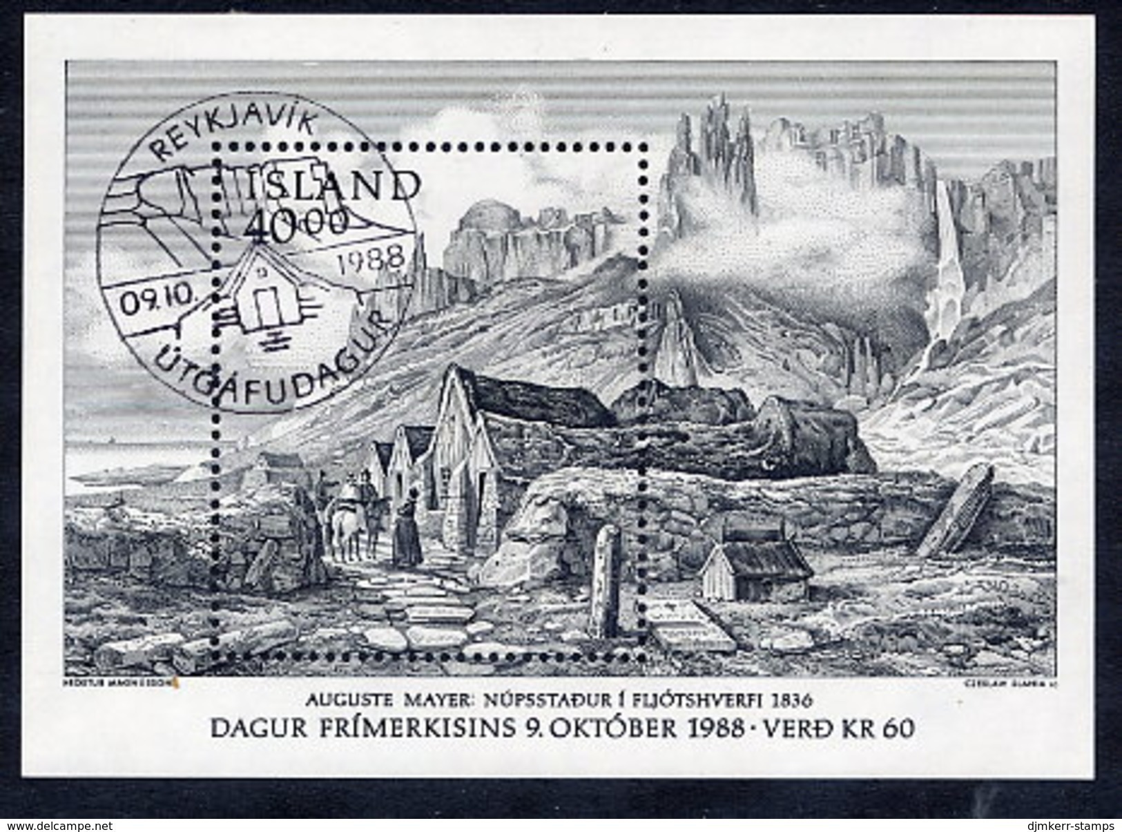 ICELAND 1988 Stamp Day Block  Cancelled.  Michel Block 9 - Gebraucht