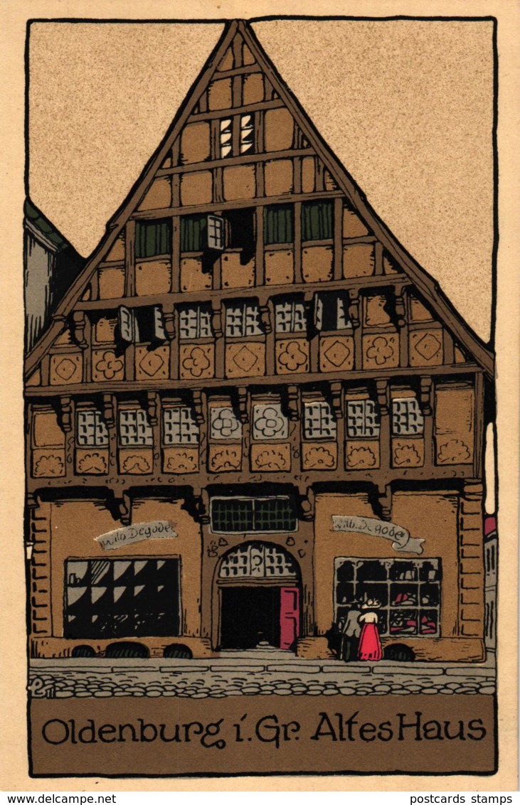 Oldenburg I. Gr., Altes Haus, Steindruck AK, Um 1920 - Oldenburg
