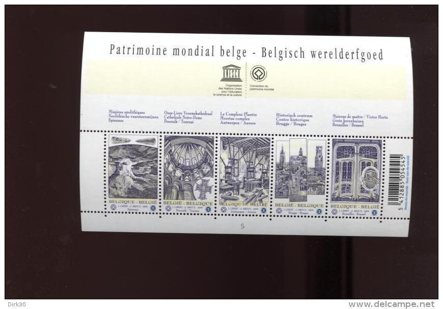 Belgie Blok Feuillet BL168 UNESCO PLAATNUMMER 5 World Heritage Brugge Brussel Horta Tournai Spiennes - 1961-2001