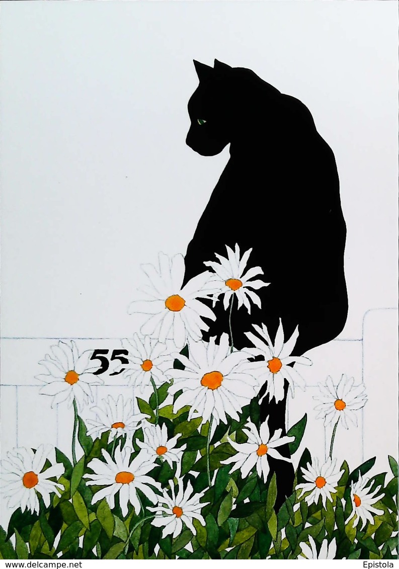 CPM CHAT NOIR Illustrateur Ou Illustration BY SUE BOETTCHER (BLACK CAT Postcard Illustration Or Drawing) - Katten