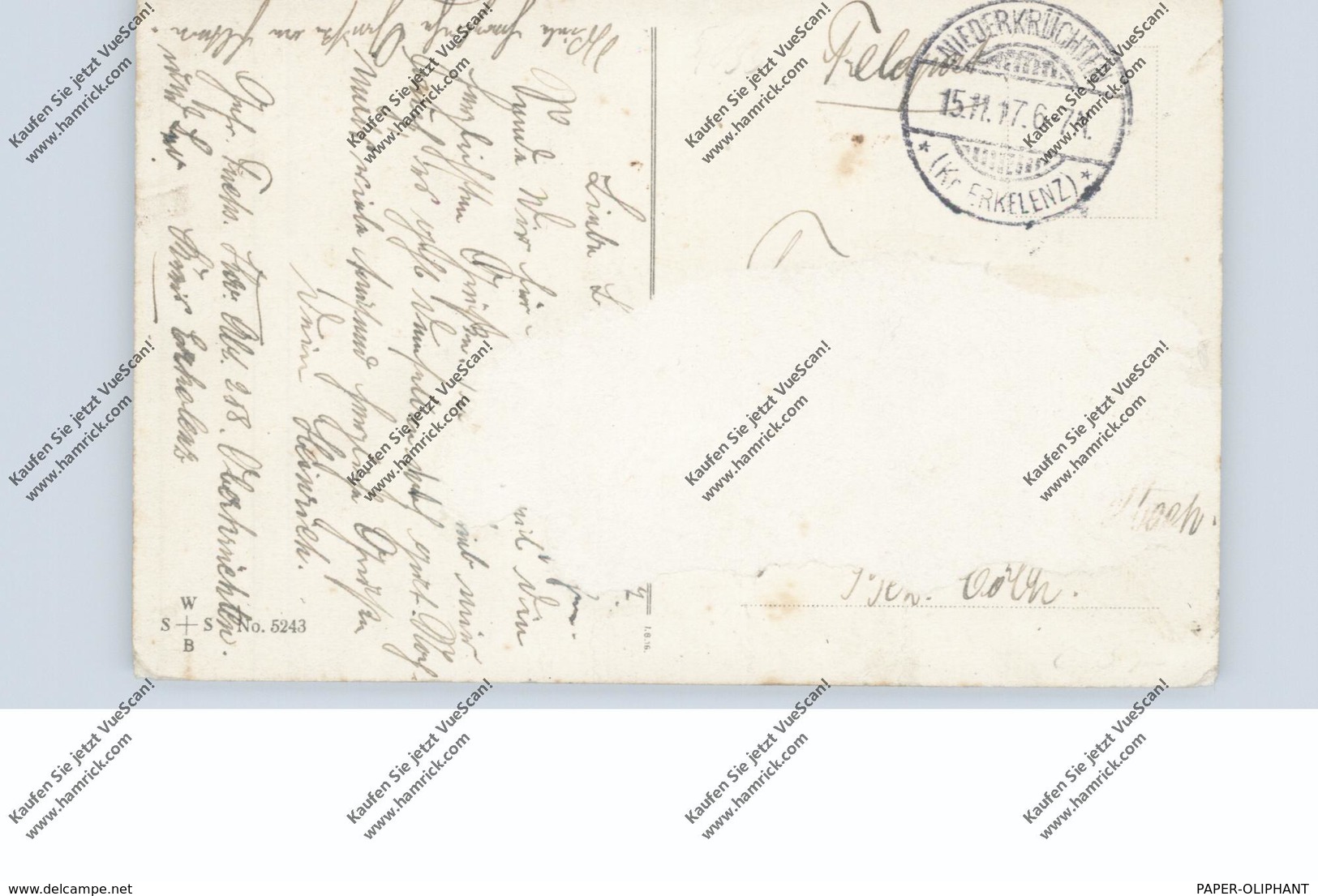 4055 NIEDERKRÜCHTEN, Postgeschichte, Tagesstempel Niederkrüchten, Krs. Erkelenz 1917, Feldpost-AK - Viersen