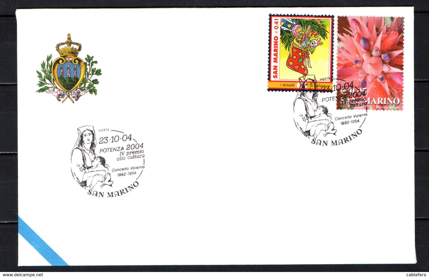 SAN MARINO - 23-10-2004 - POTENZA - CONCETTO VALENTE - ANNULLO SPECIALE - OBLITERATION SPECIALE - SONDERSTEMPEL - Storia Postale