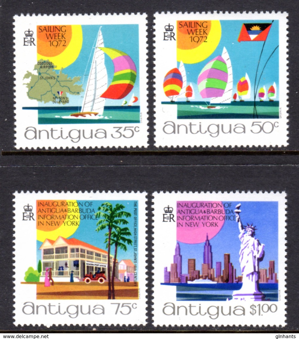 ANTIGUA - 1972 NEW YORK TOURIST OFFICE TOURISM SET (4V) FINE MNH ** SG 345-348 - 1960-1981 Ministerial Government