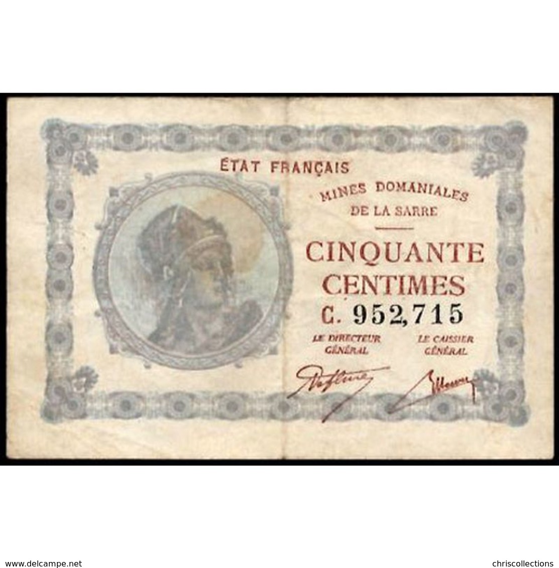 Billet Des Mines Domaniales De La Sarre, 50 Centimes 1920 Série C, TB - 1947 Sarre