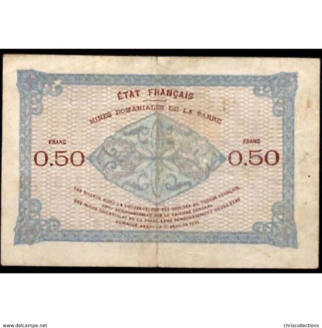 Billet Des Mines Domaniales De La Sarre, 50 Centimes 1920 Série C, TB - 1947 Sarre