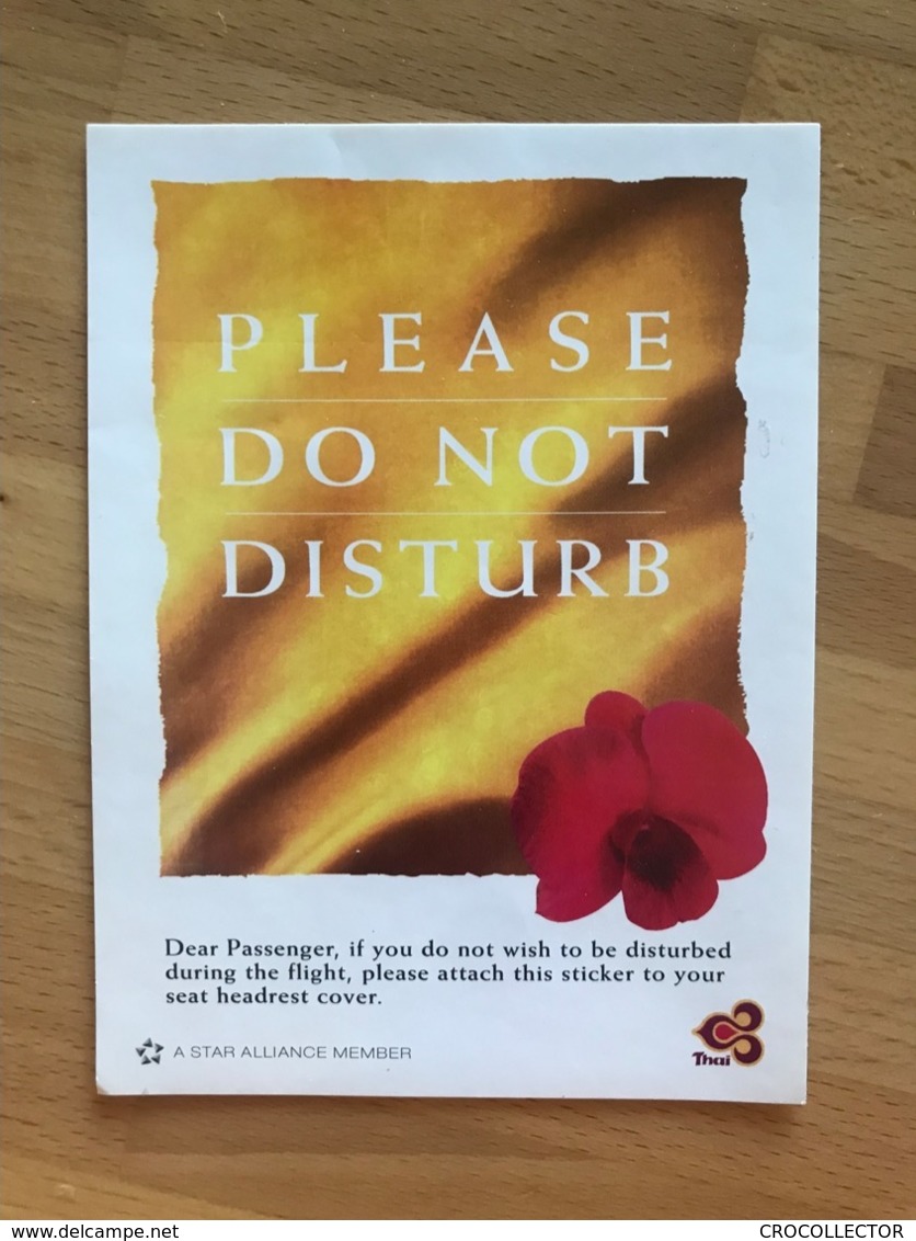 THAI AIRWAYS PLEASE DO NOT DISTURB STICKER - Aufkleber