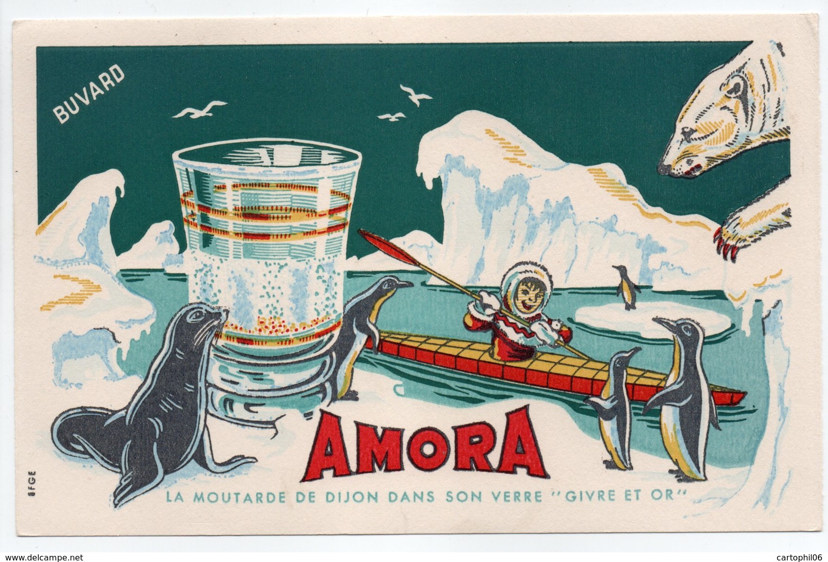 - BUVARD MOUTARDE AMORA - La Moutarde De Dijon Dans Son Verre GIVRE ET OR - - Moutardes