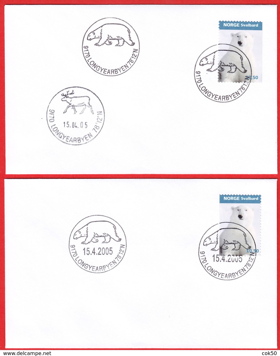 NORWAY - Longyearbyen 2005 «Season Cancellations» (note 2 Different Canc With/without Date Icebear And Reindeer) - Préservation Des Régions Polaires & Glaciers