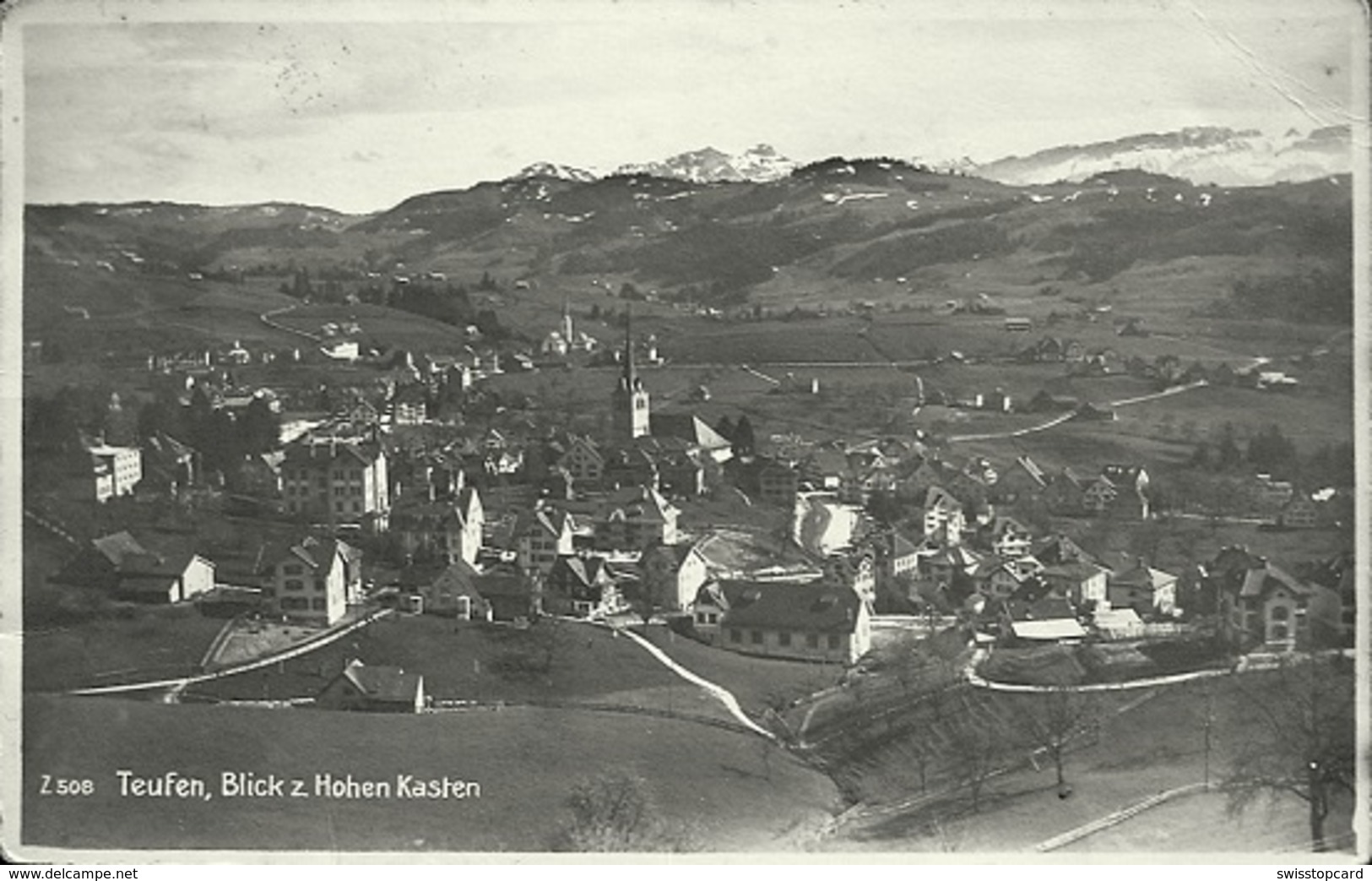 TEUFEN Blick Z. Hohen Kasten Gel. 1924 N. St. Urban (Sägerei) Stempel Bahnpost St. Gallen-Appenzell-St.Gallen - Teufen