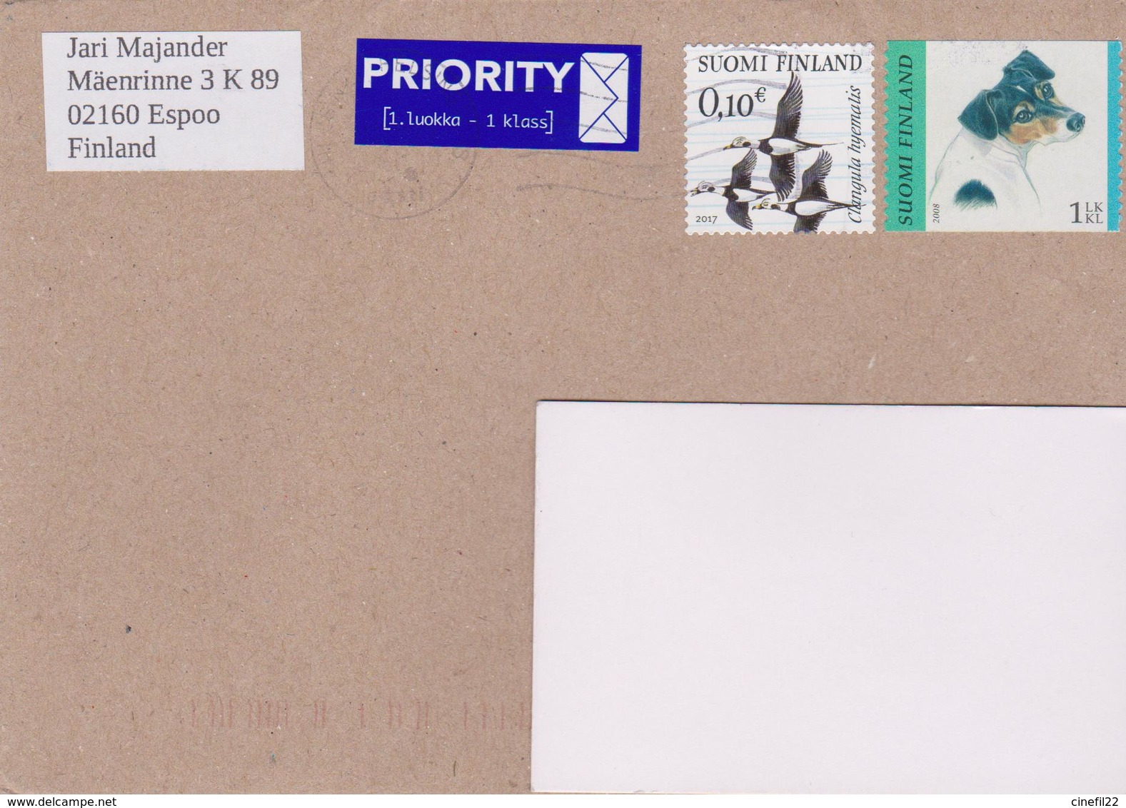 FINLANDE, Chien, Oiseaux, Sur Lettre 2020 - Used Stamps