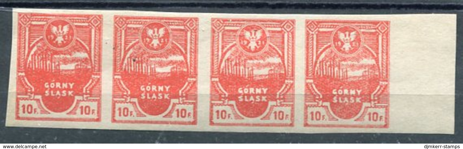EASTERN UPPER  SILESIA 1921 Insurgent Issue 10 F. Imperforate Marginal Strip Of 4 MNH / **. Michel 2B - Otros & Sin Clasificación