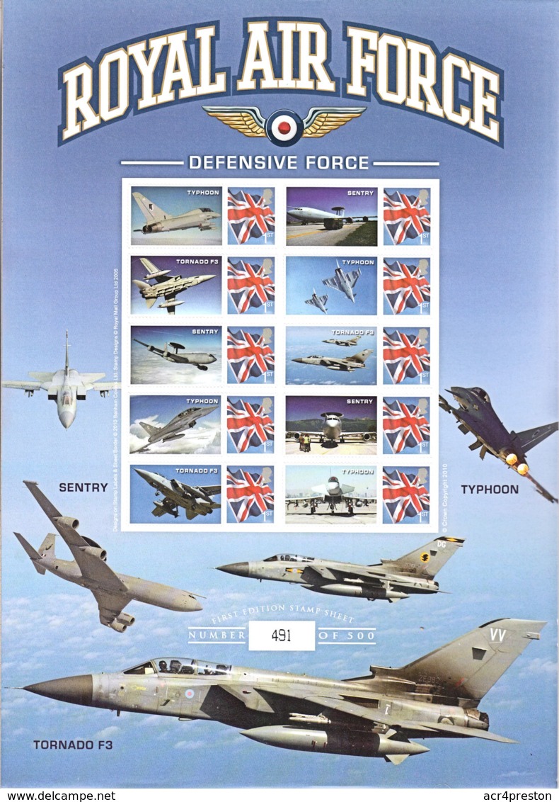 L0052 GREAT BRITAIN (GB) 2010, MNH Sheet Of Smilers,  Aircraft, Tornado, Typhoon - Smilers Sheets