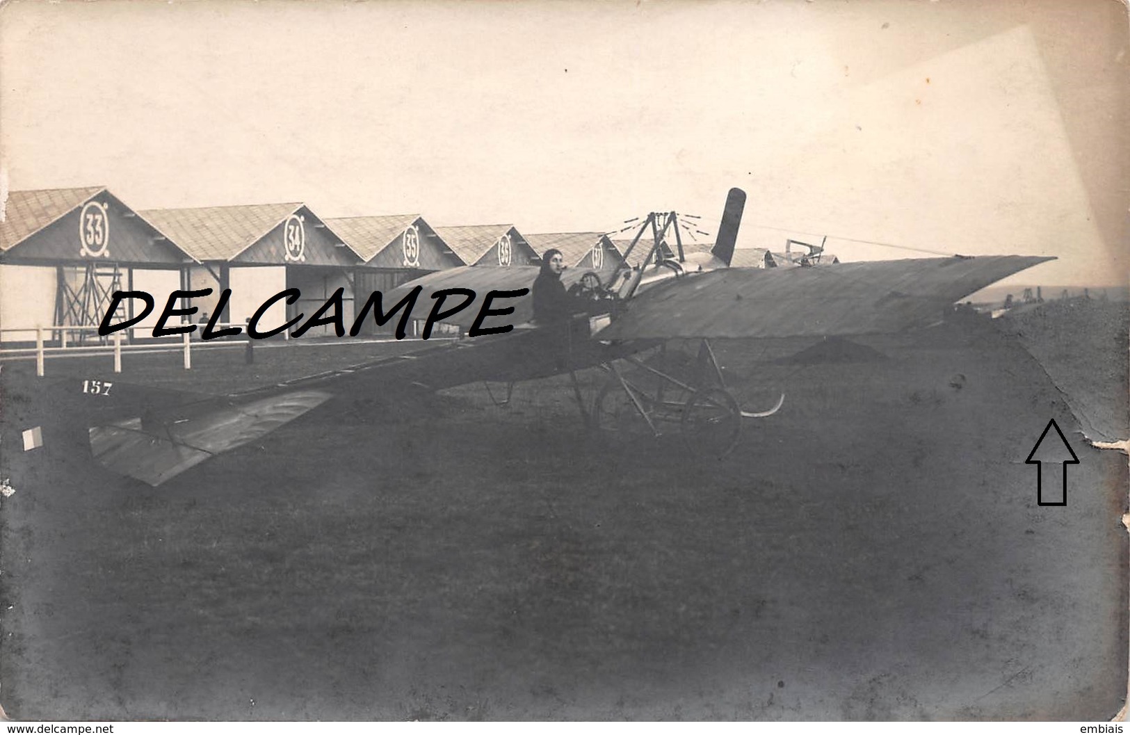51 - REIMS -BETENY - Aérodrome De La Champagne - Hangars - Monoplan HANRIOT. Carte Photo - 1919-1938: Entre Guerres