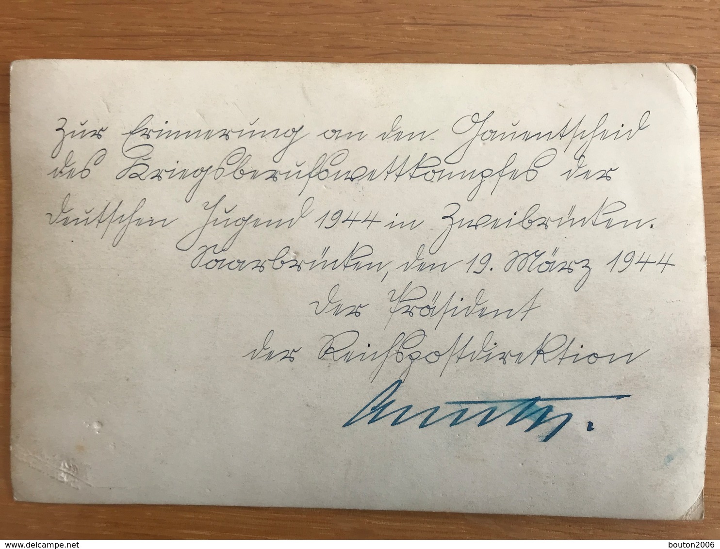 Militaria WWII Gauentscheid Kriegsberufswettkampfes Zweibrücken Autogram Präsident Reichspostdirektion Saarbrücken - Saarbrücken