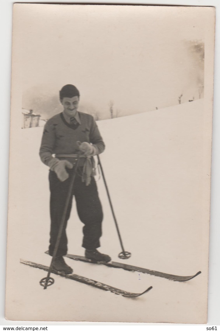 9215. Vintage Old Foto Photo Card Epoca Antica  Neve Sci Sciatore  Snow Skiing Skier - Italia Italy - Persone Anonimi