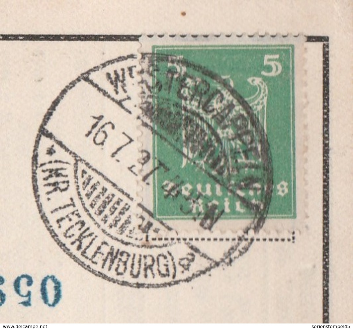Deutsches Reich Karte Mit Tagesstempel Westercappeln 1927 Kr Tecklenburg Lk Steinfurt - Briefe U. Dokumente