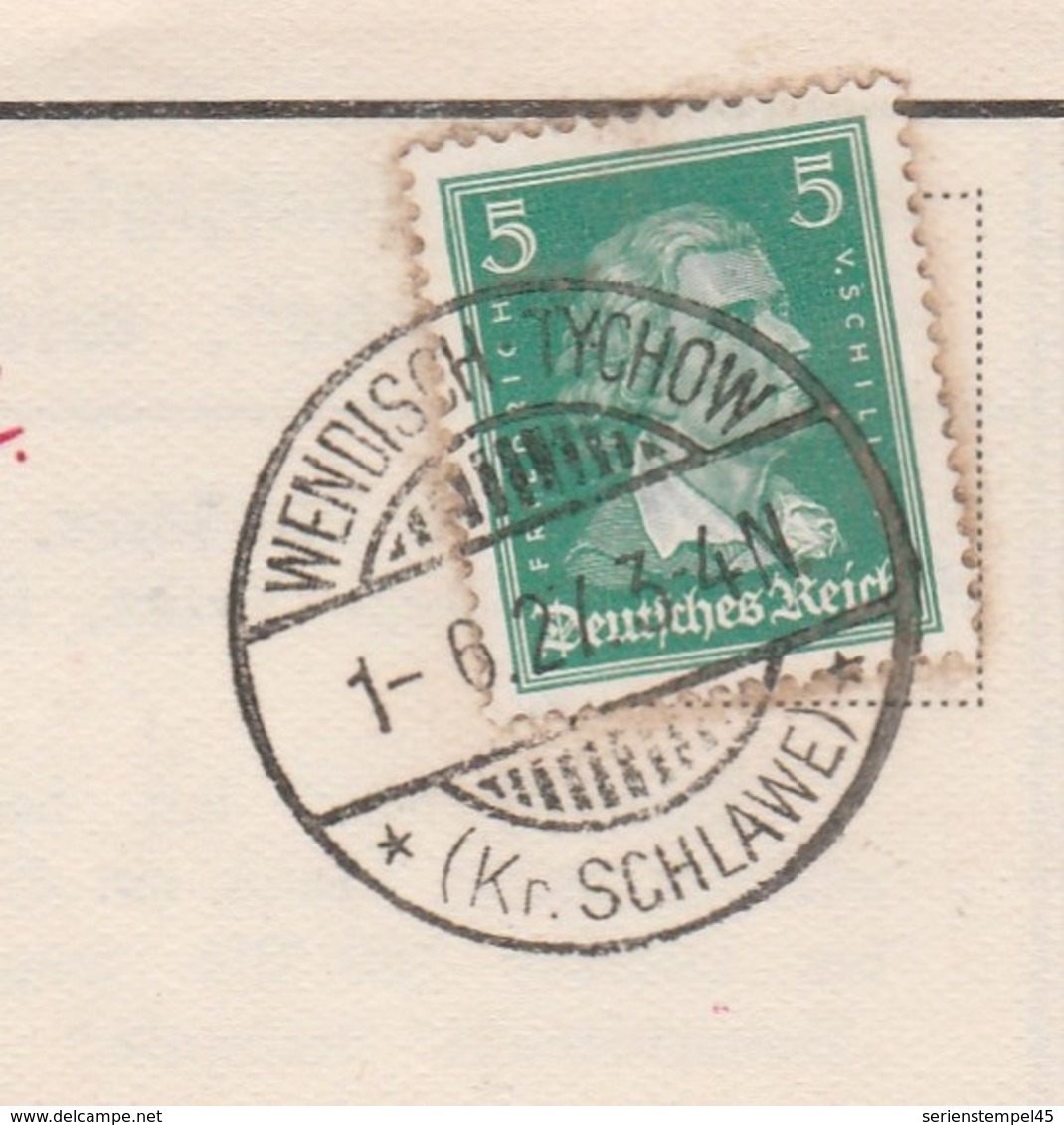 Deutsches Reich Karte Mit Tagesstempel Wendisch Tychow 1927 Kr Schlawe Pommern - Storia Postale