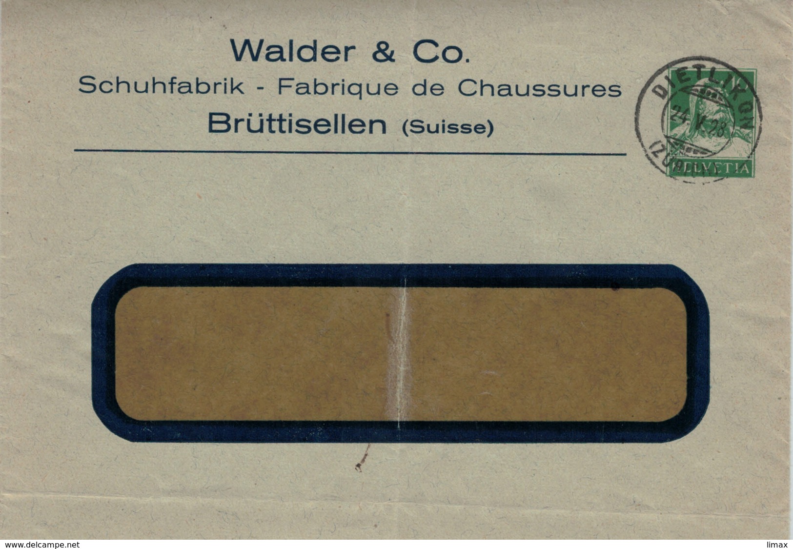 Walder & Co - Schuhfabrik Chaussures - Brüttisellen - Dietlikon 1928 - Entiers Postaux