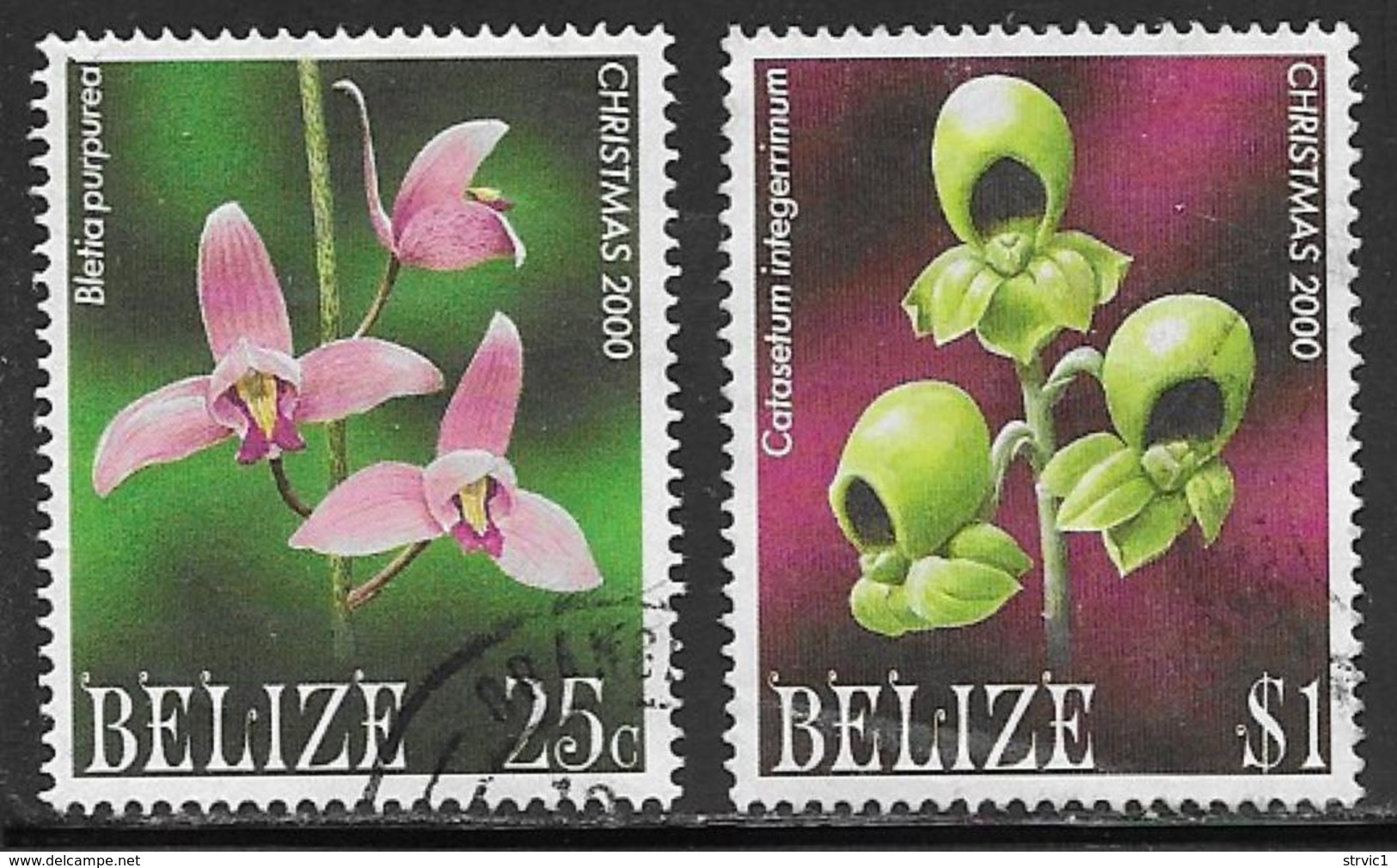 Belize Scott # 1140,1143 Used Christmas, Orchids, 2000 - Belize (1973-...)