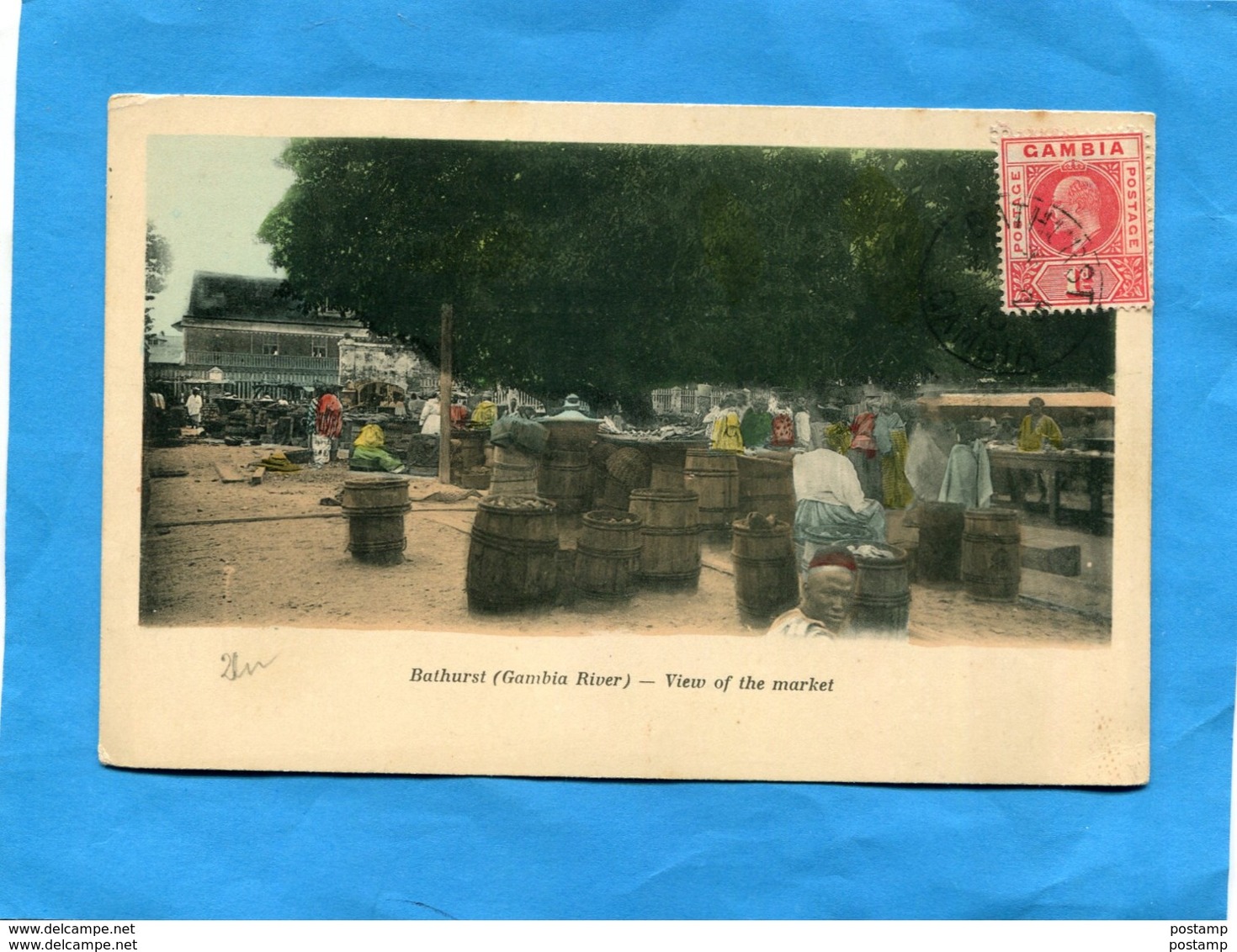 GAMBIA-BATHURST-(gambia River)view Of The Market-le Marché Animévoyagé En 1910-stamp N°29 1d - Gambia