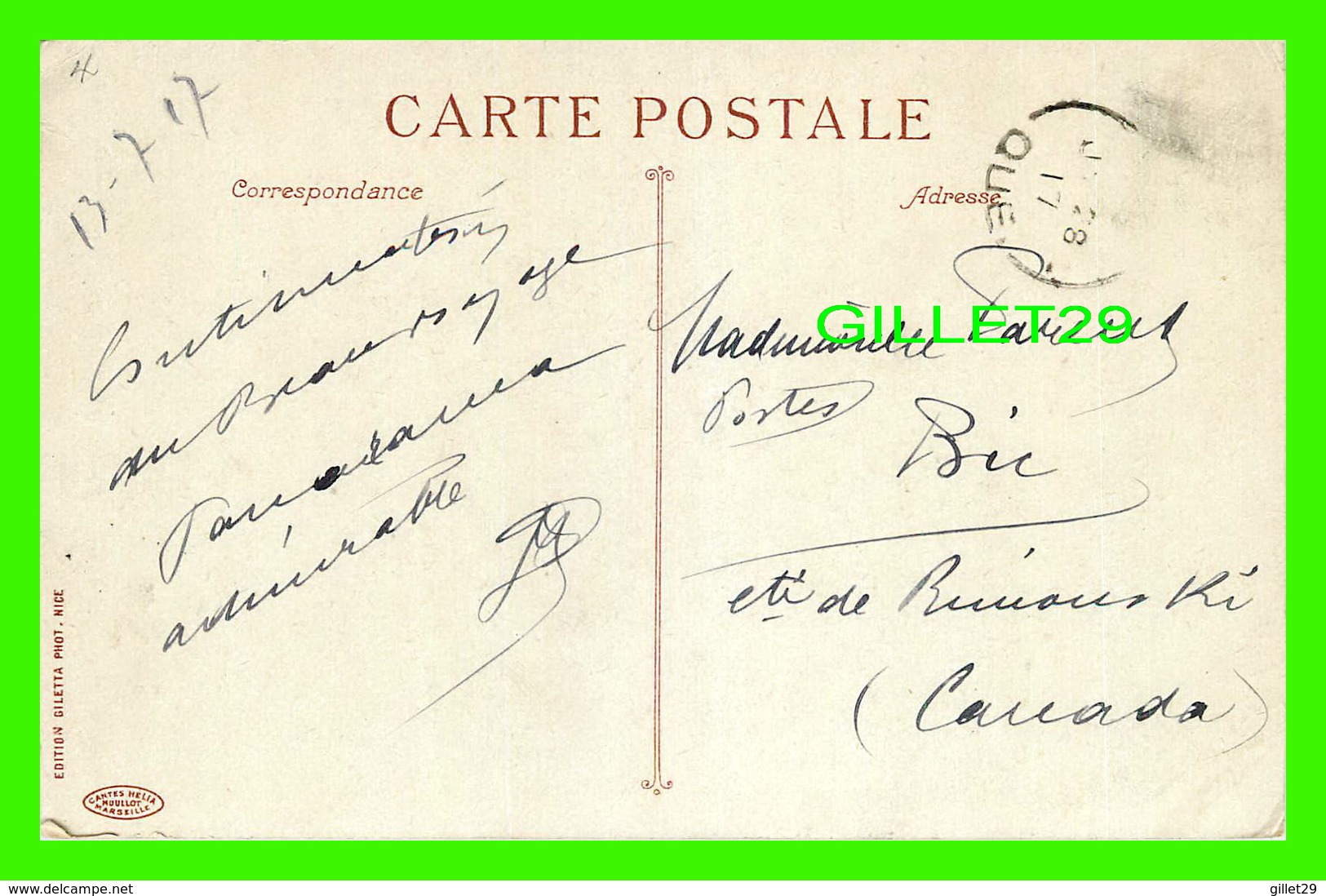 MONACO - LA CATHÉDRALE NOTRE-DAME - CIRCULÉE EN 1917 - ÉDITION GILETTA PHOTO - - Cattedrale Dell'Immacolata Concezione