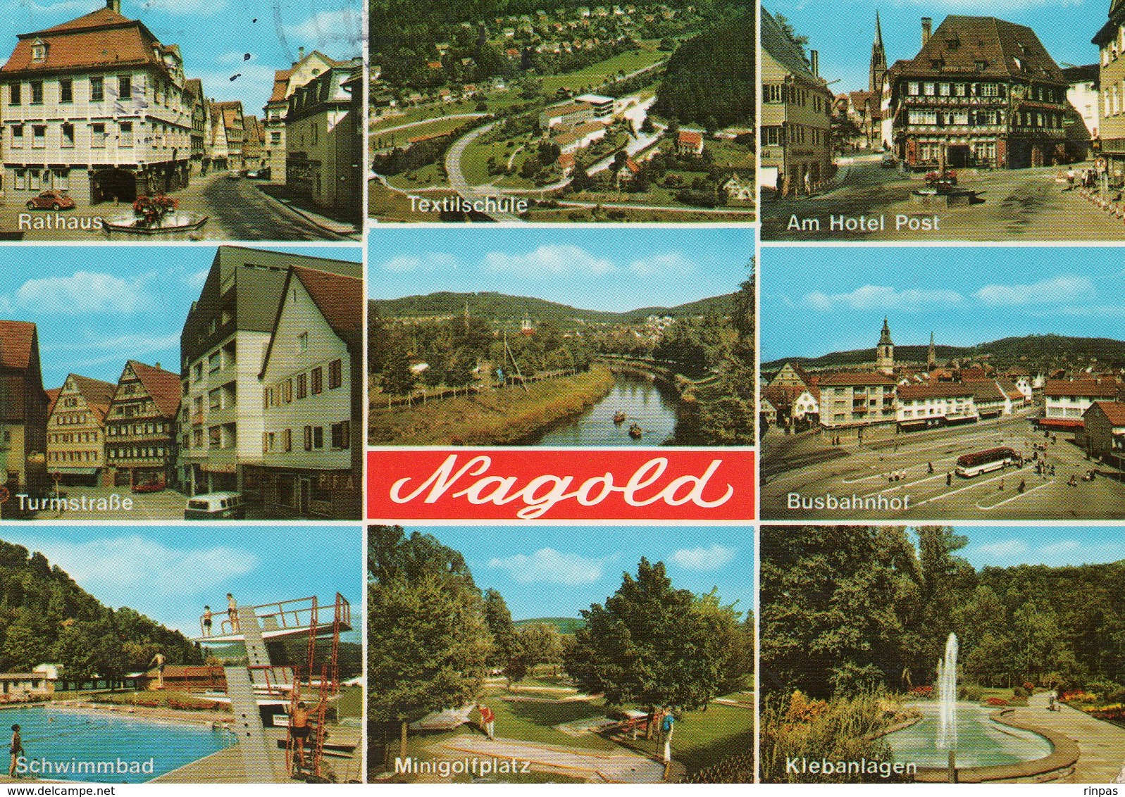 (Allemagne) NAGOLD PISCINE RATHAUS Busbahnhof, Autocar Autobus Car 1980 - Nagold