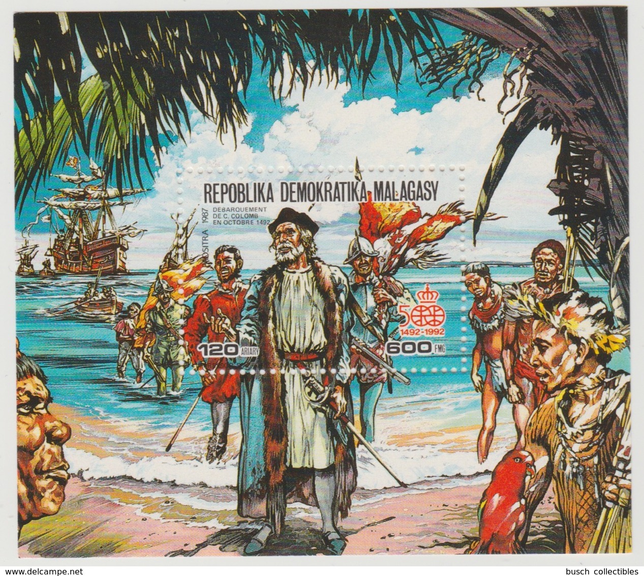 Madagascar Madagaskar 1987 / 1992 Mi. Bl. 58A 1492 Christophe Colomb Kolumbus Découverte Amérique Entdeckung - Christopher Columbus
