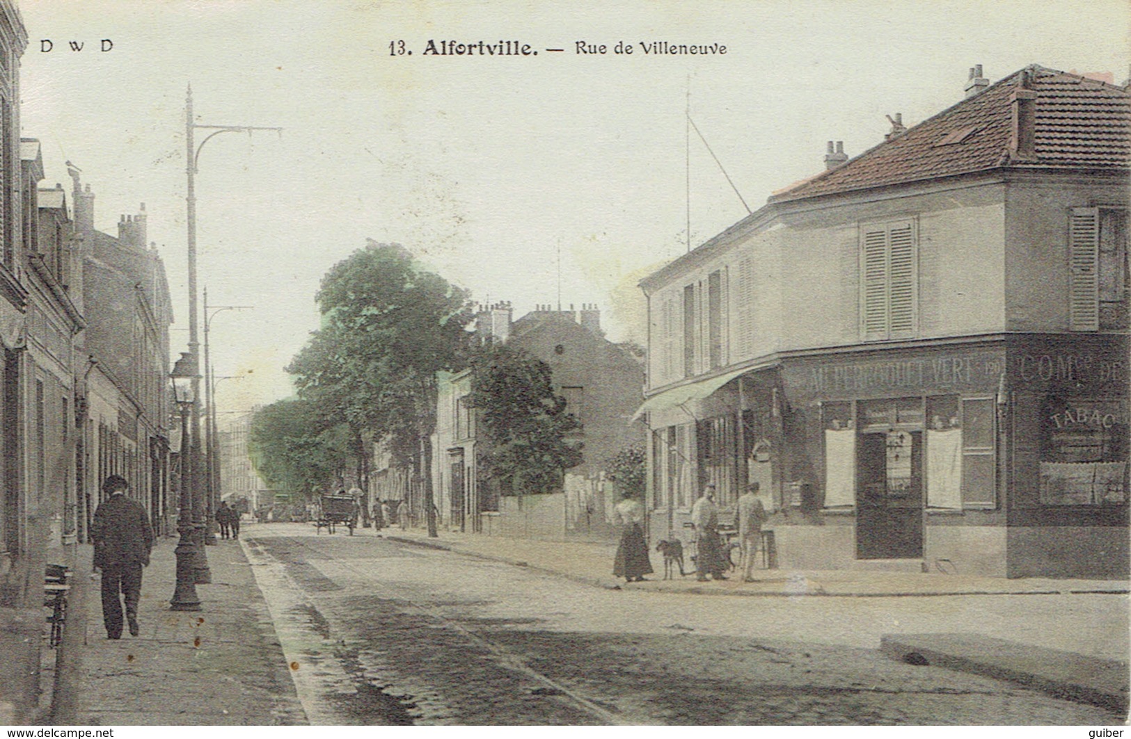 94 Alfortville Rue De Villeneuve Au Perroquet Vert Dwd Couleur 1907 - Alfortville
