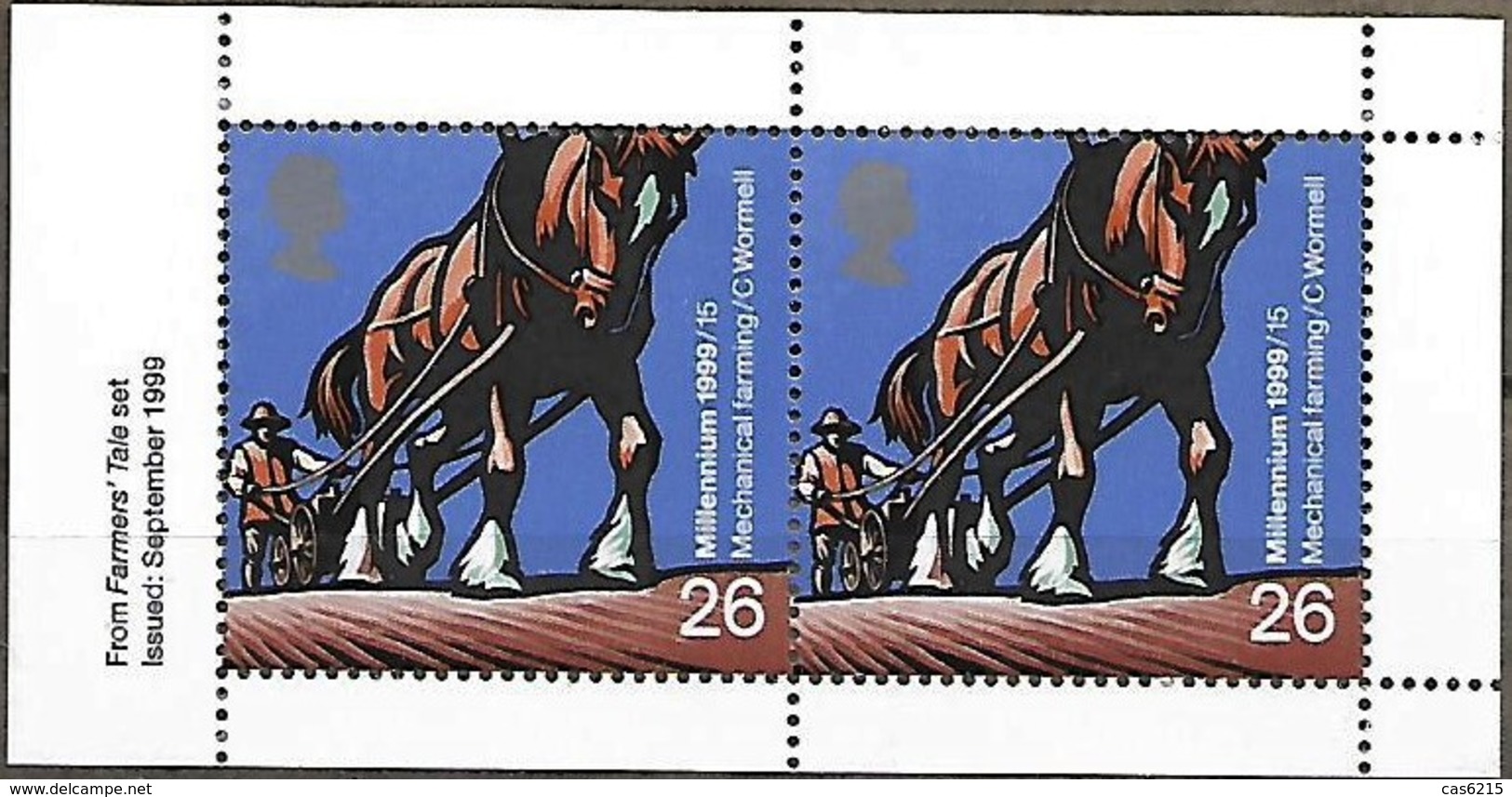 Grande-Bretagne Great Britain 1999 Millénaire Agriculture Mécanique Cheval, 1 Pair From Booklet Mnh - Neufs