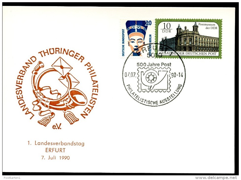 DDR PP21 D2/004 Privat-Postkarte  LANDESVERBAND THÜRINGEN Sost.1990 - Private Postcards - Used