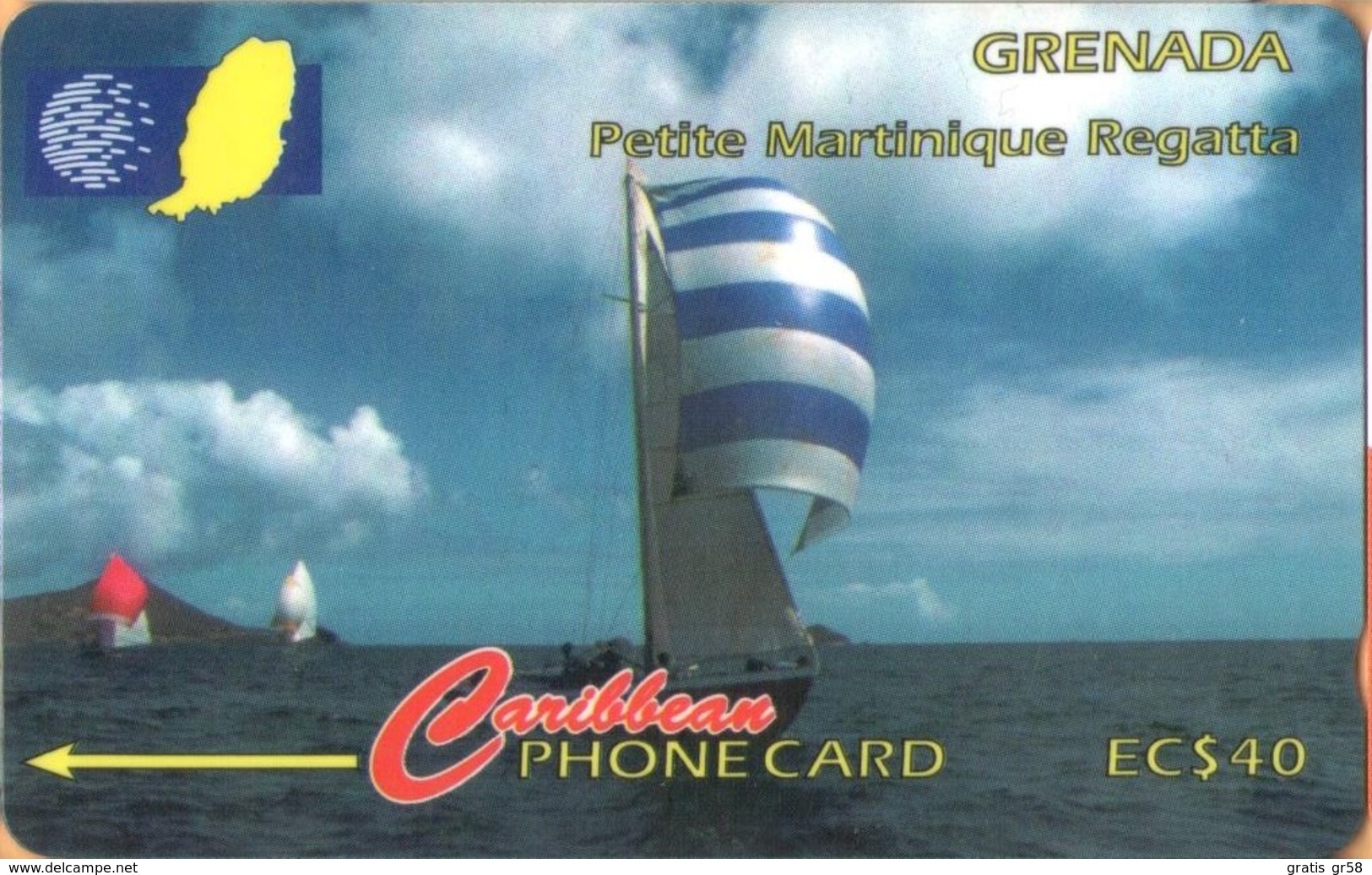 Grenada - GPT, GRE-13C, 13CGRC, Petite Martinique Regatta, 40 EC$, Sailing Ships, 15,000ex, 1995, Used As Scan - Grenade