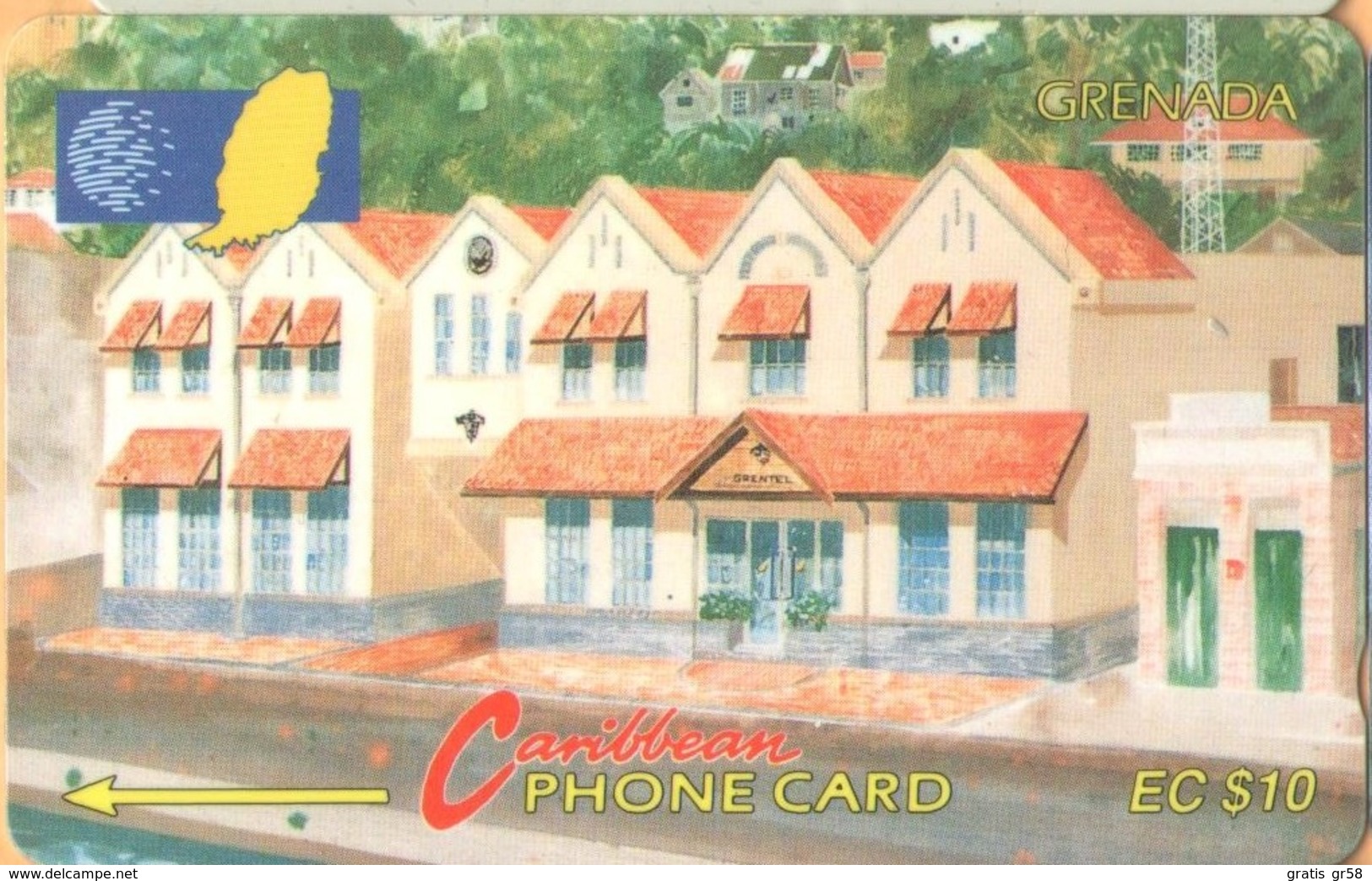 Grenada - GPT, GRE-5A, 5CGRA, Grentel Building, 10 EC$, Buildings, 12,000ex, 1992, Used As Scan - Grenada