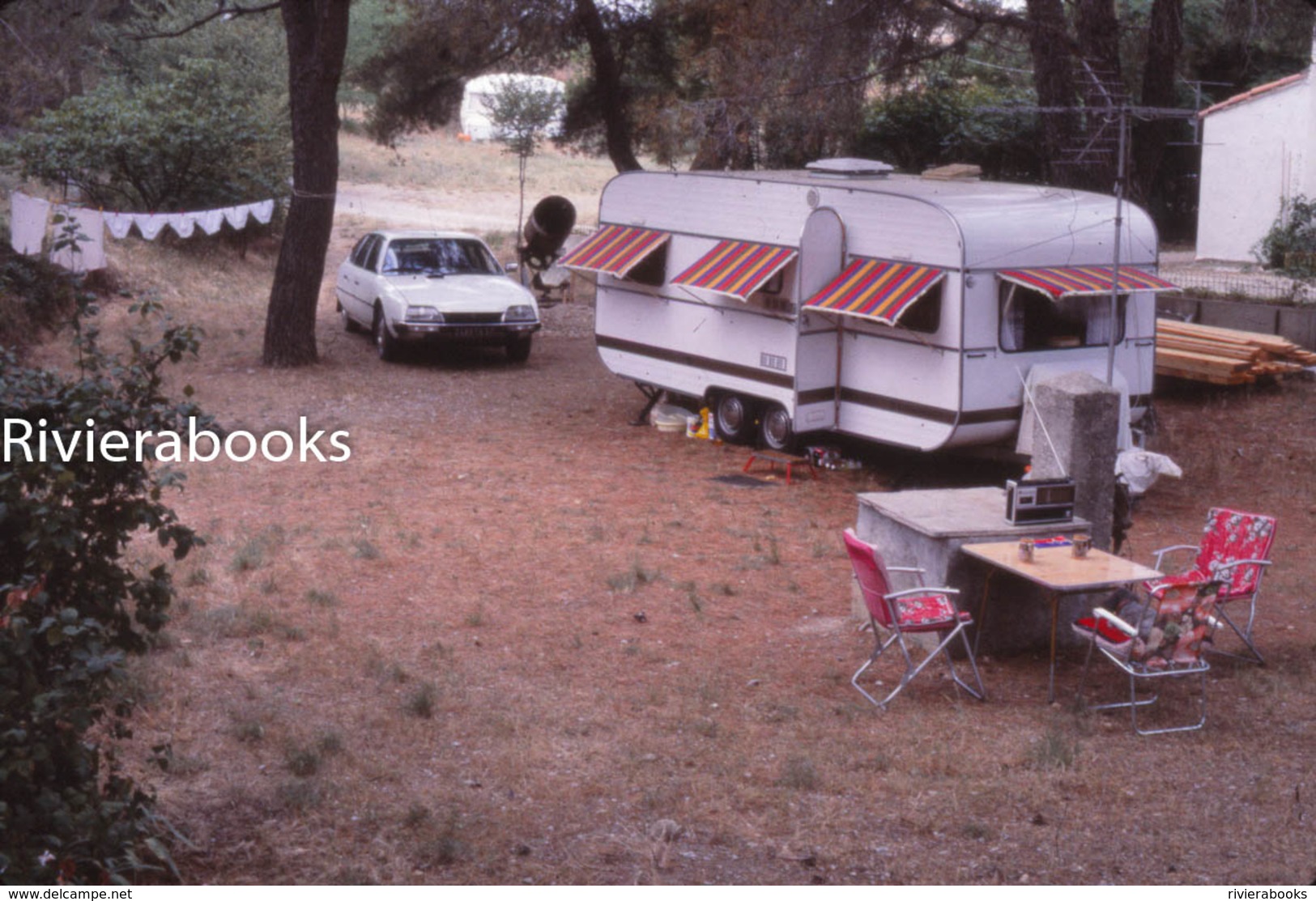 M38 - 7 Diapositives Photo - Automobile Citroen CX Et Caravane Camping - Automobili