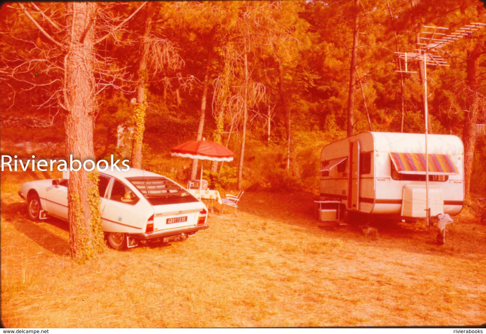 M38 - 7 Diapositives Photo - Automobile Citroen CX Et Caravane Camping - Automobili