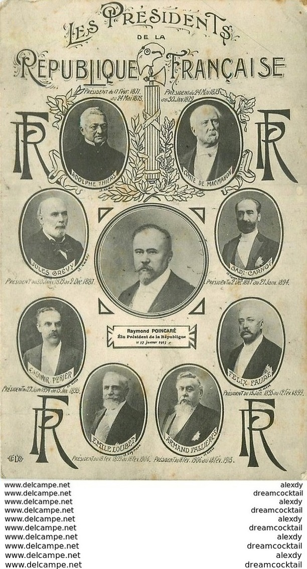 WW Les Présidents De La République Française De 1899 à 1913 Poincaré - Politieke En Militaire Mannen