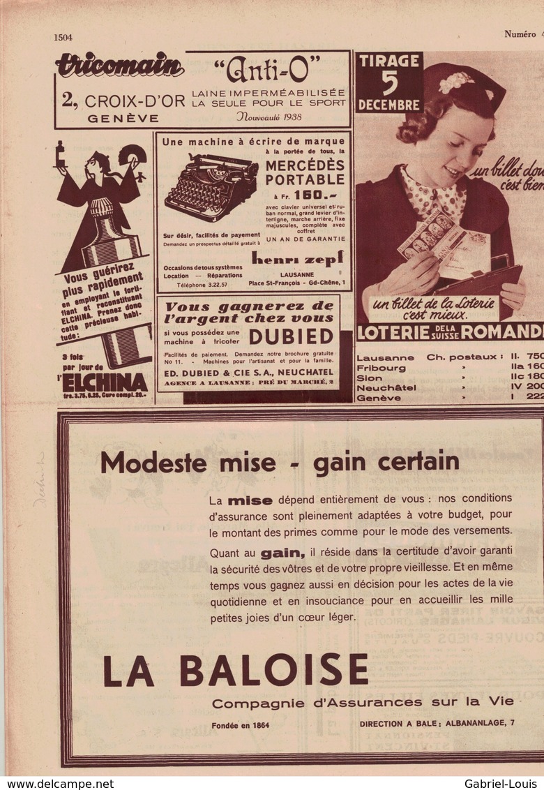 L'Echo Illustré 1938 - Conseil National - des Etats session parlementaire Berne - Marseille - Géorgie - Actualités