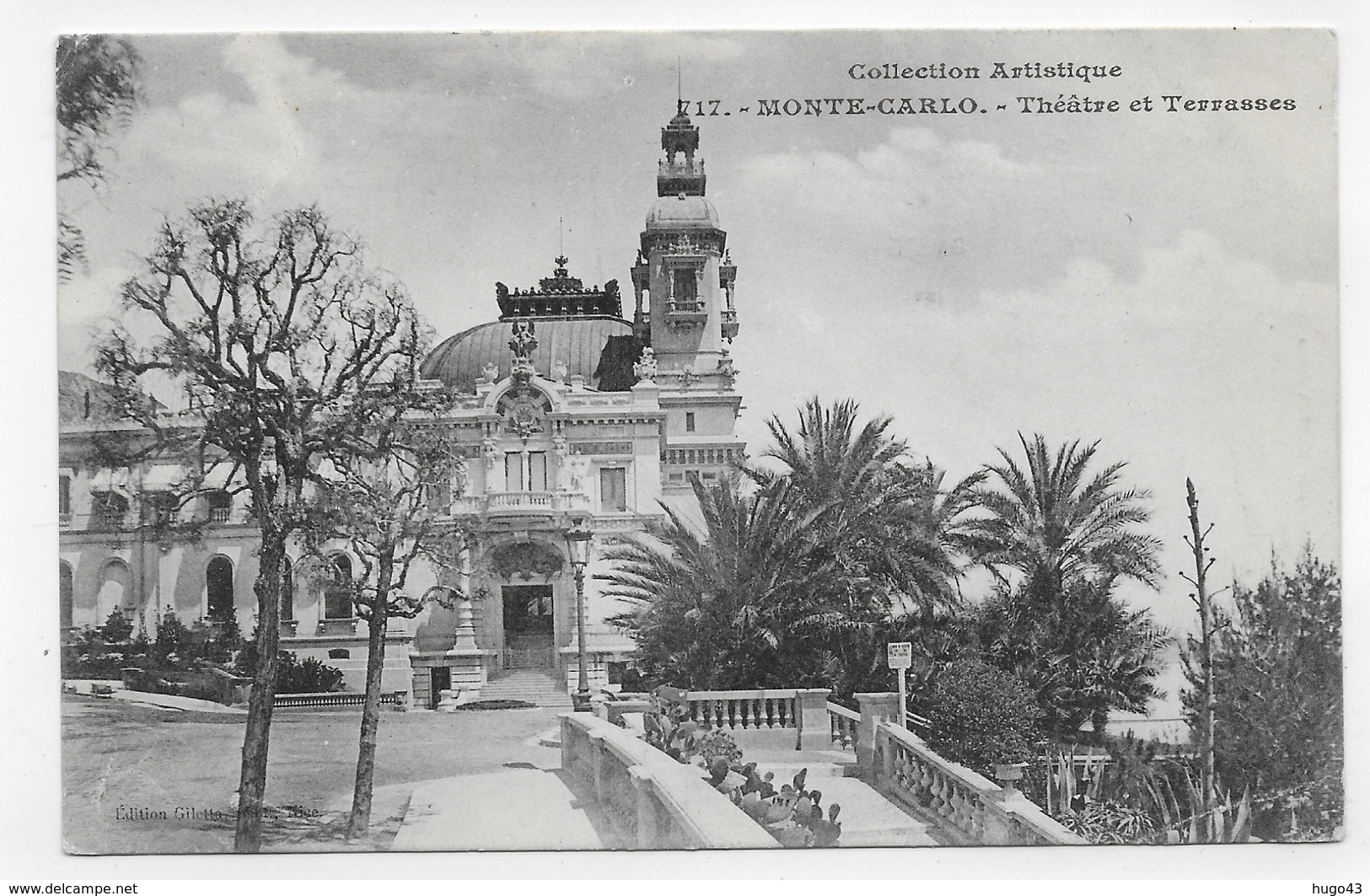 (RECTO / VERSO) MONTE CARLO EN 1904 - N° 717 - THEATRE ET TERRASSES - TIMBRE ET CACHET DE MONACO - CPA - Opera House & Theather