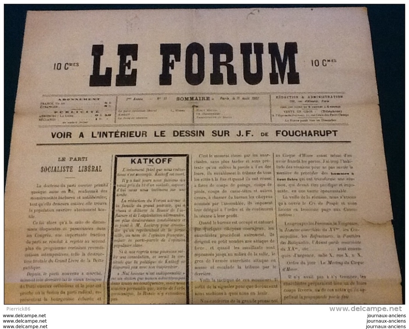 1887 JOURNAL SATIRIQUE LE FORUM Vengeance De Jules FERRY - 1850 - 1899