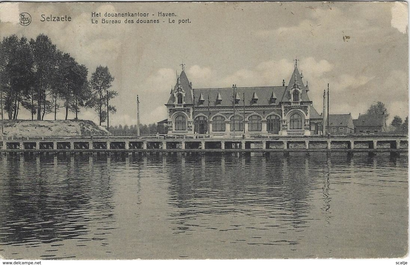 Selzaete    Het Douanenkantoor  -  Haven.  -  (sporen Van Plakker Bovenaan)  1910   Naar   Halfweg - Zelzate