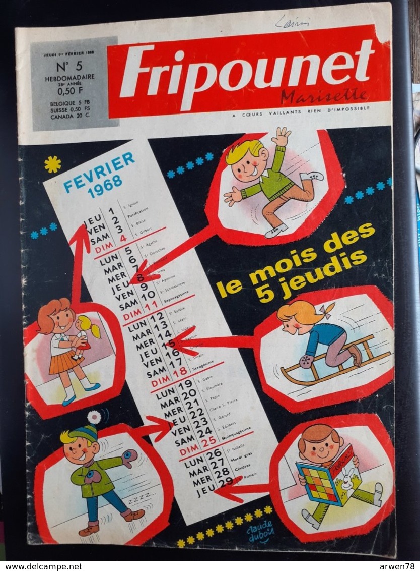 Fripounet Marisette N° 5 Du 1er Fevrier 1968 - Fripounet