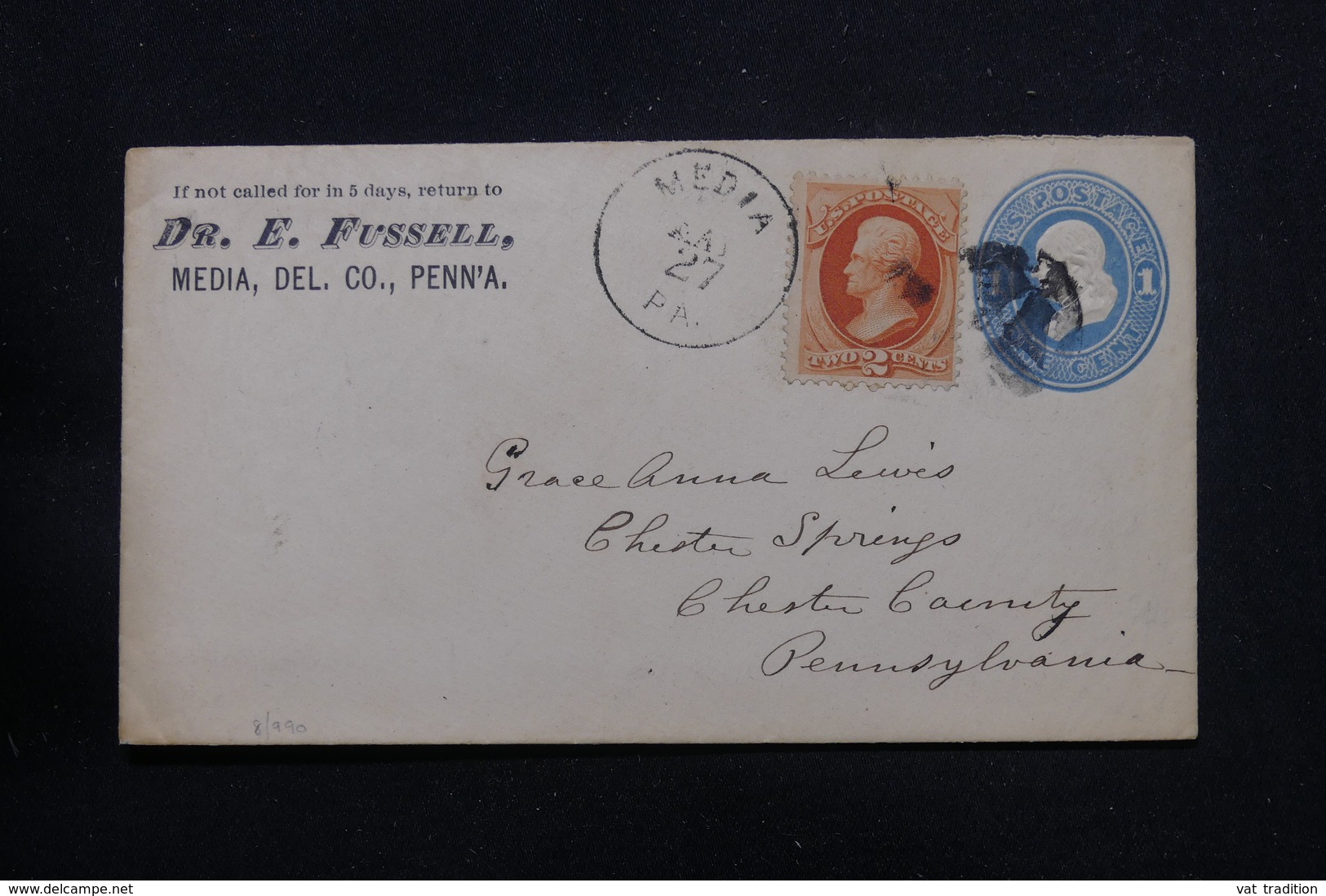 ETATS UNIS - Entier Postal Commercial + Complément De Media Pour Chester Springs - L 57672 - ...-1900