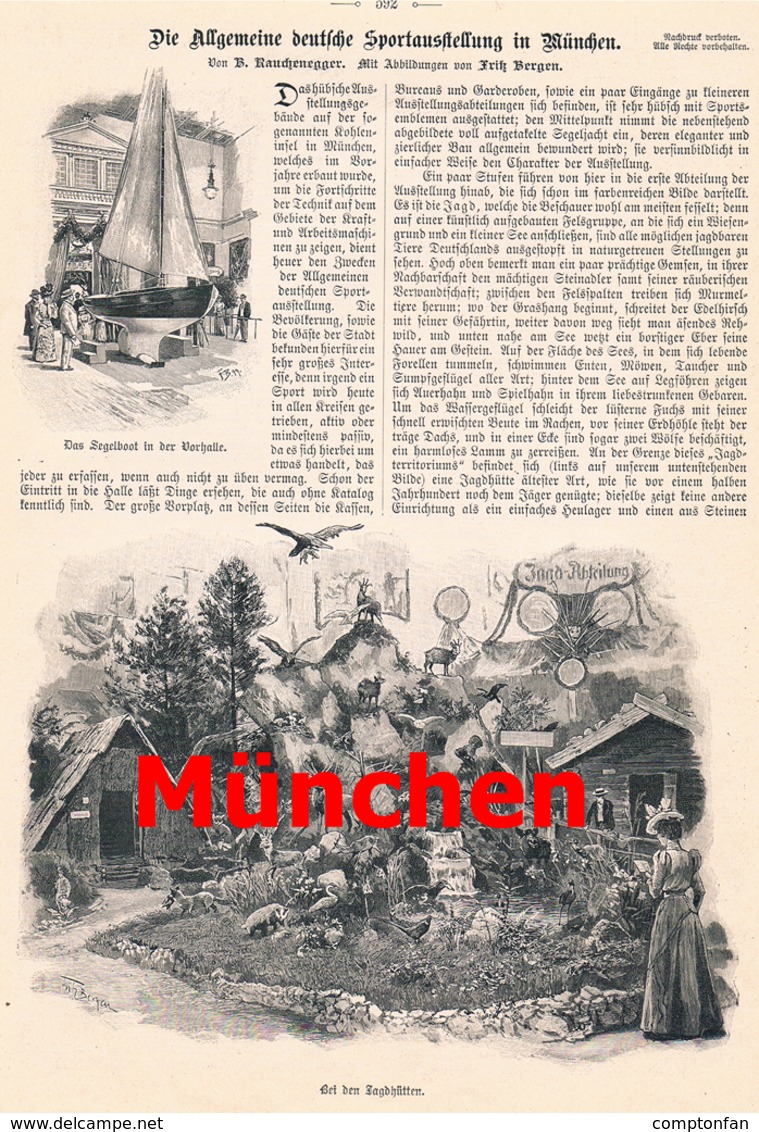 A102 400 - München Deutsche Sportausstellung Artikel Mit 5 Bildern 1899 !! - Museen & Ausstellungen