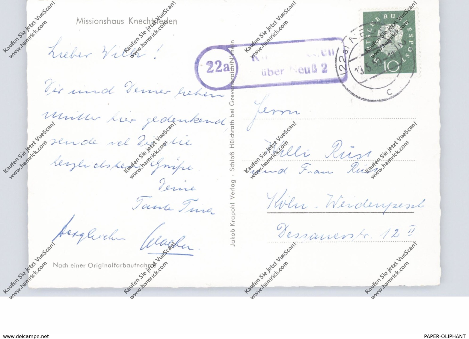 4047 DORMAGEN - KNECHTSTEDEN, Missionshaus, Kuhherde, Landpoststempel, 1959 - Dormagen