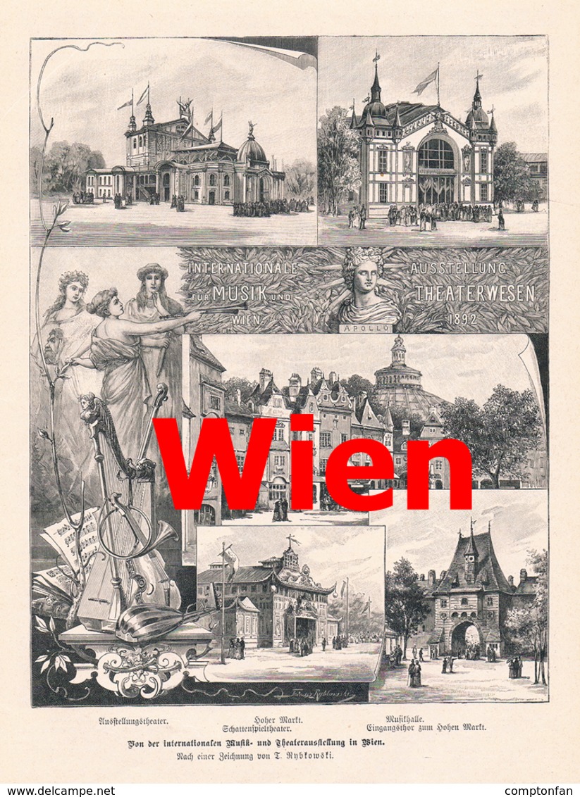 A102 411 - Wien Musik-/Theaterausstellung International Artikel Mit 8 Bildern 1892 !! - Museos & Exposiciones