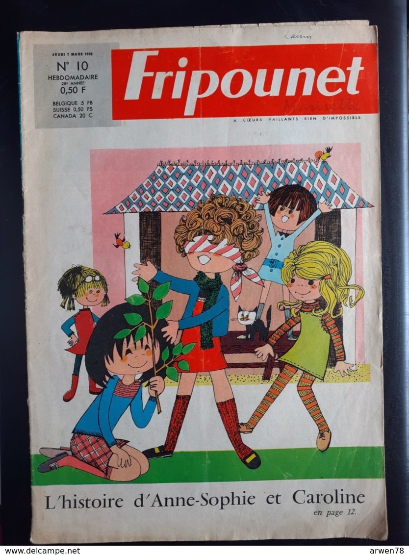 Fripounet Marisette N° 10 Du 7 Mars 1968 - Fripounet