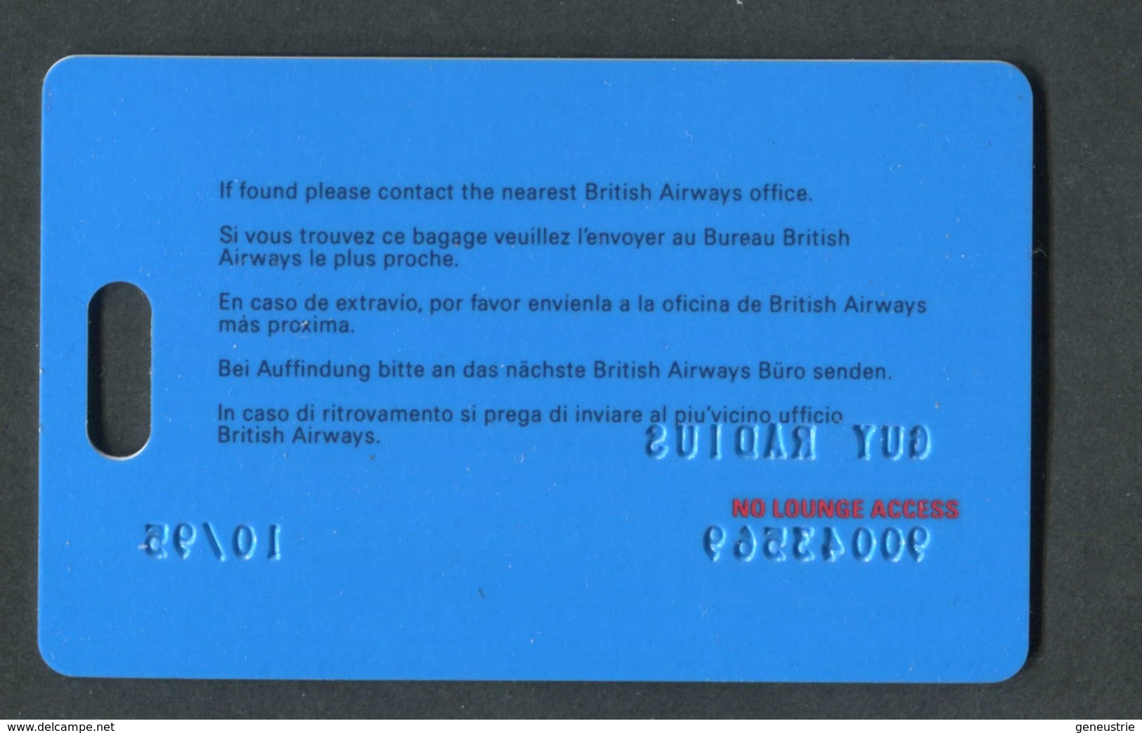 Belle Carte D'identification De Bagages "British Airways Executive Club" Aviation - Avion - Compagnie Aérienne - Étiquettes à Bagages