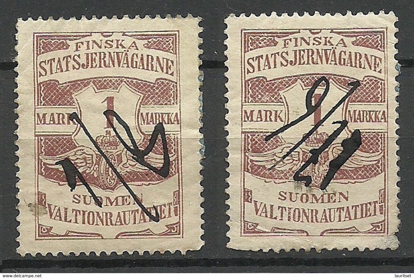 FINLAND FINNLAND 1903 Railway Stamp, 2 Exemplares, O - Paketmarken